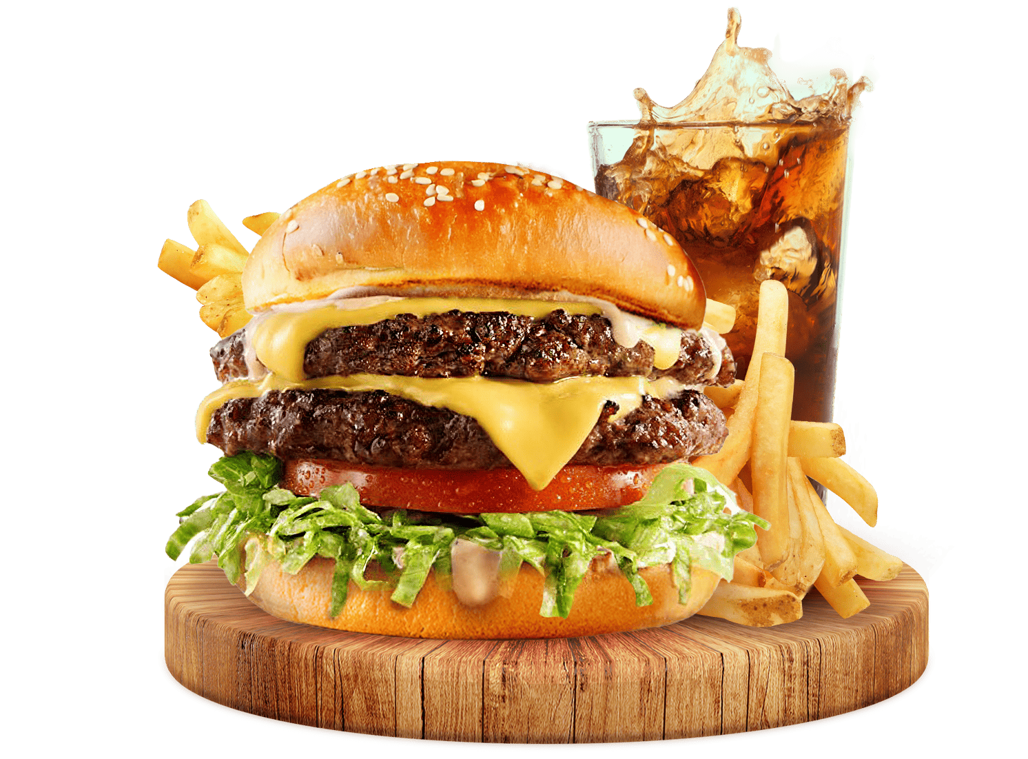 Burger, cola, fries
